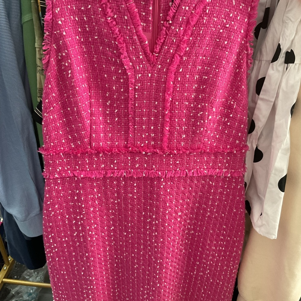 J. Crew Pink Sequin Sheath Dress V-Neck Midi